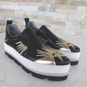NWOT MSGM Black and Gold Women's Platform Sneakers
